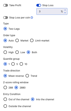 configure market neutral bot parameters