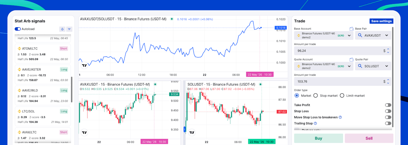 crypto spread trading terminal