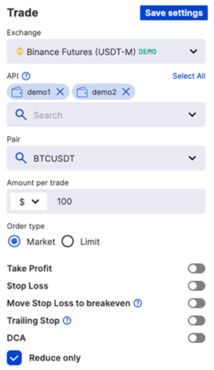set up the order