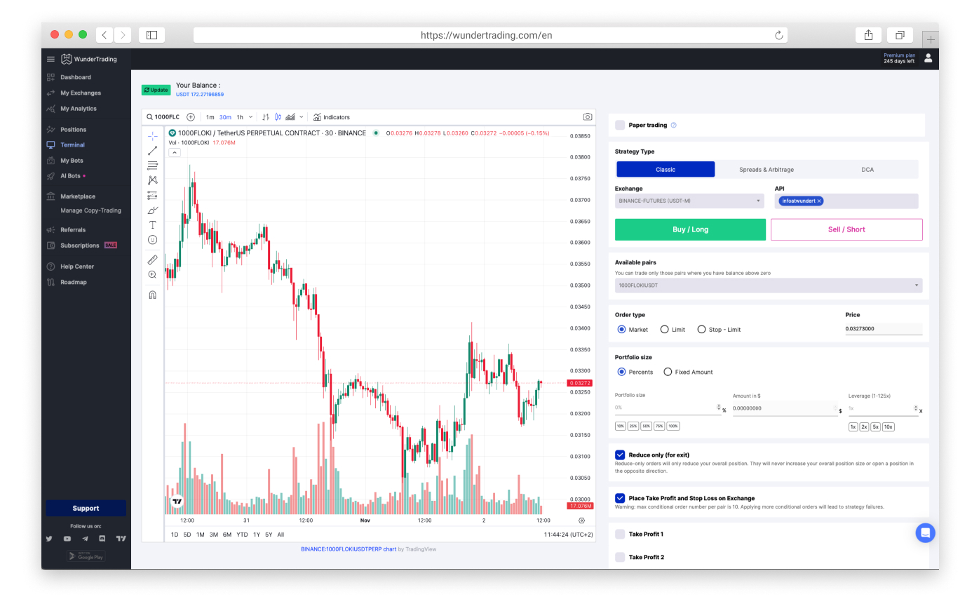 Терминал для Торговли на Бирже Криптовалют - WunderTrading